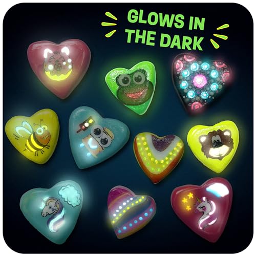 Hearts Rock Painting Kit for Kids - Glow in The Dark - Arts and Crafts for Girls Ages 4-8 and Up – Creative Girl Art Toys Kids Craft Kits – Birthday THE SCHOLAR ANT