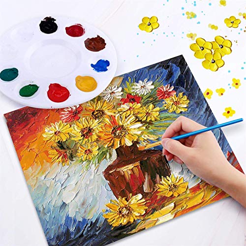 Painting Brush Palette Set, with 12 Packs of 120 Brushes and 12 Palettes,Nylon Brush Head, Suitable for Oil Watercolor, etc., Perfect Art Painting AROIC
