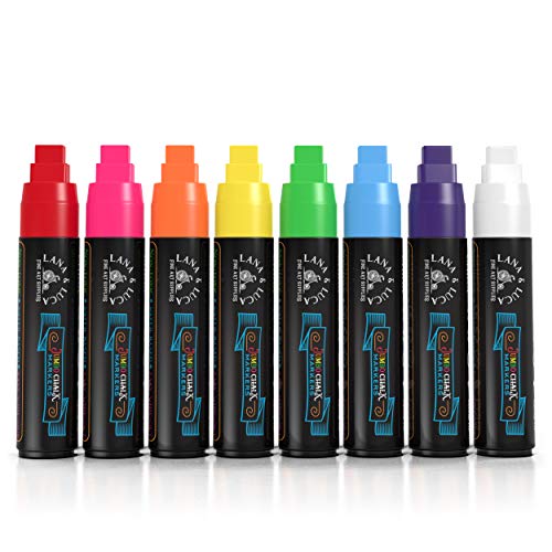 LANA & LUCA Jumbo Liquid Chalk Markers Square Tip - Bold Color Chalk Board Marker for Chalkboards, Windows, Signs, Blackboards - 24 Chalkboard Labels LANA & LUCA