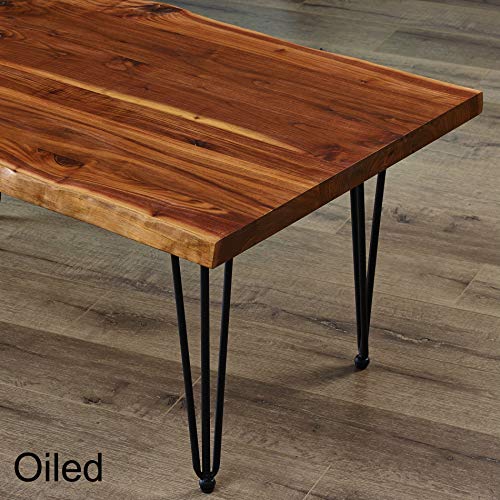 Home Soft Things Living North American Walnut Multi-Plank Unfinished Table, 48" x 28" x 1.5" to 2" with 18" Hairclip Legs Home Soft Things