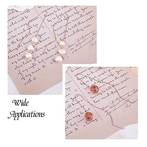Craftdady 10 Pairs Rose Gold Ear Threads Long Box Chain Dangle Bar Threader Earrings Pierced Dangling Drop Stud Earrings with Loop 3.93" Craftdady