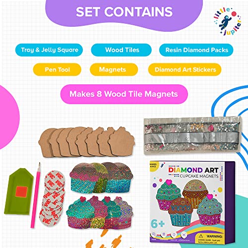 Cupcake Diamond Painting Magnets Set -2023 Ver w/ 8pcs - Diamond Painting Kits for Kids w/ Diamond Painting Stickers & Wood - Diamond Art Kits for Little Jupiter