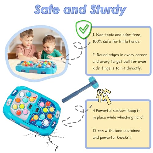 Whack Mole Game for Toddlers, Toys for 3+ Year Old Boys, Interactive Pounding Toy for Kids, 9 Speeds for Beginners/The Skilled/Experts to Challenge, Pafolo