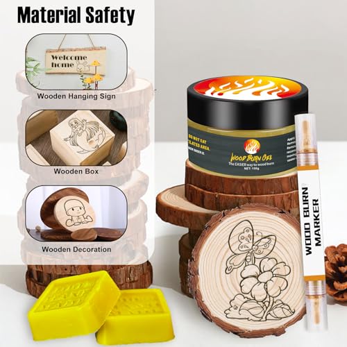 11 PCS Wooden Burning Paste Kit,4 OZ Marker Paste for Wood Burn Set, Burning Markers on Wood Surface, Accurately & Easily Burn Designs on Wood, EIGTWEN