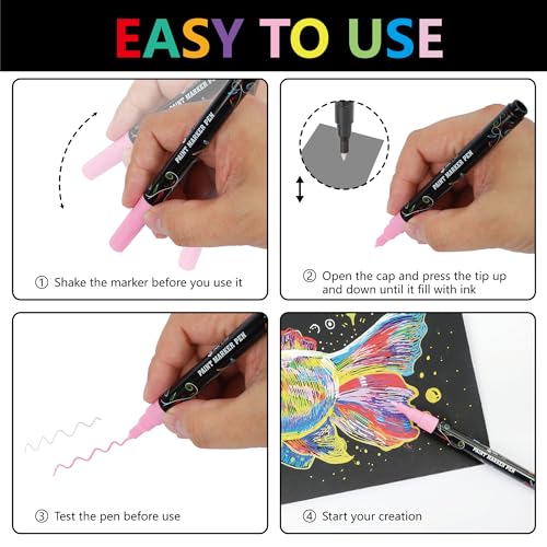 Acrylic Paint Pens Extra Fine Point Paint Markers 24 Vibrant Colors for Rock Fabric Wood Glass Canvas Ceramic, Water Based Ink INK LAB