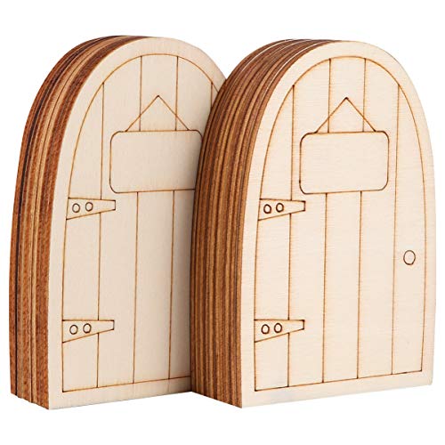 Happyyami 20pcs Fairy House Door Unfinished Wood Slices Garden Fairy Door miniture House Furniture Miniature elf Door Fairy Ornament DIY Craft Happyyami
