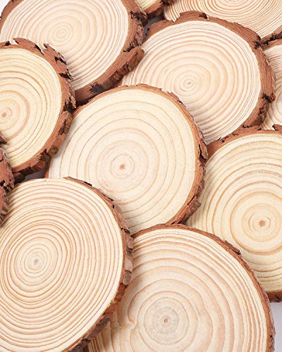 Pllieay 12 Pcs 5.1-5.5 Inch Wood Slices, Unfinished Wood Slice Ornaments for DIY Crafts Wedding Table Centerpieces Coasters for Arts Painting Craft Pllieay