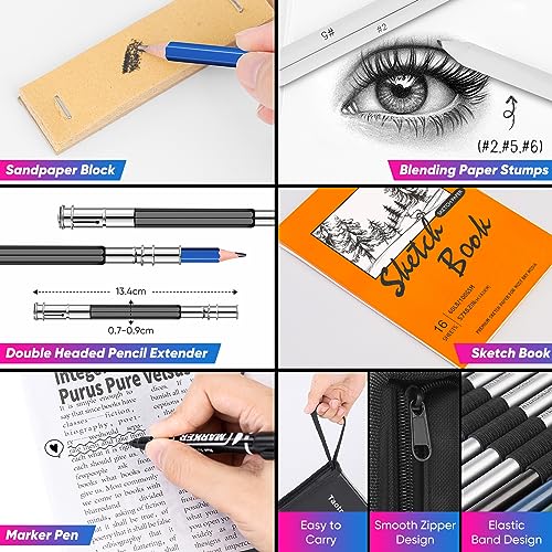 Art Supplies for Adults Kids, 81-Pack Pro Art Kit School Drawing Supplies Pencil Set, Sketch Book, Sketching Pencils Kits, Graphite Pencils, Charcoal Taotree