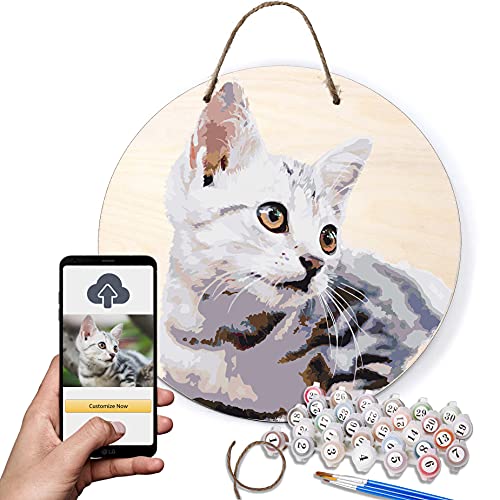 TEXTURE OF DREAMS Personalized Paint by Numbers Kit for Adults, Acrylic Painting Oil Painting on 12" Round & Circle Wood, Customized DIY Paint by TEXTURE OF DREAMS