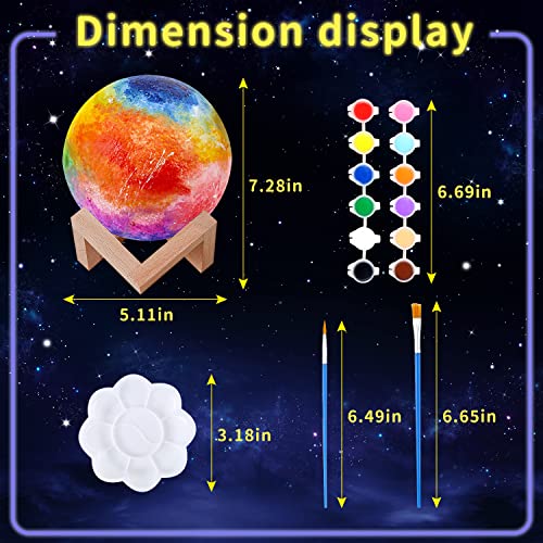 Paint Your Own Moon Lamp Kit, Valentines Gifts DIY 3D Moon Light Cool Galaxy Lamp,Toys for Teens Boys Girls, Arts & Crafts Kit Art Supplies for Kids, Weceit