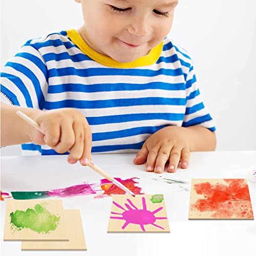 Benvo 30 Pieces Birch Plywood Sheets Craft Wood Unfinished Square Wood Blank Coaster Bulk for Crafts Laser Cutting, Drinks, Painting, Writing, Benvo