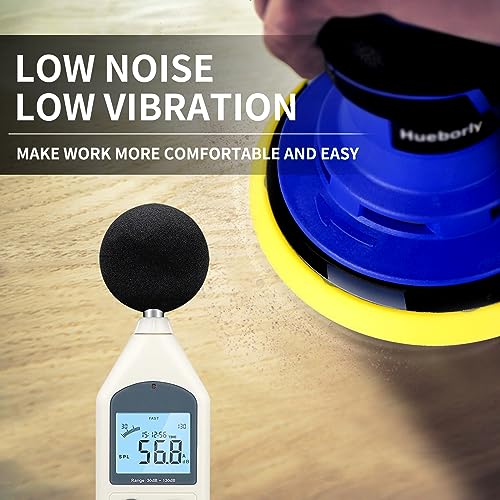 Electric Random Orbital Sander 350W Brushless Motor 3/16 in Orbit, 110V 6-Inch 10000 RPM Variable Speed Tool for Metal Fabrication, Woodworking Walls Hueborly