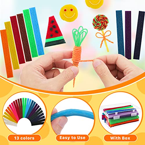 Loppdece 600 Pcs Wax Craft Sticks for Kids,Bendable Sticky Wax Yarn Sticks in 13 Colors,Reusable Molding Sculpting Sticks with Plastic Storage Box Loppdece