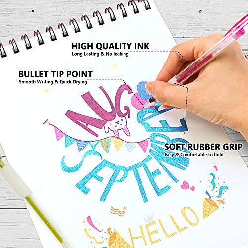 Shuttle Art Gel Pens, 130 Colors Gel Pen with 1 Coloring Book in Travel Case for Adults Coloring Books Drawing Crafts Scrapbooking Journaling Shuttle Art