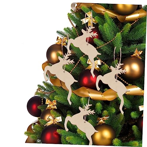 ABOOFAN 10pcs Unfinished Wooden Slices Wood Cutouts Unfinished Wooden Christmas Cutouts Christmas Ornaments Xmas Christmas Deer Pendants Ornament ABOOFAN