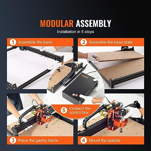 VEVOR CNC Router Machine, 300W, 3 Axis GRBL Control Wood Engraving Carving Milling Machine Kit, 400 x 400 x 75 mm / 15.7 x 15.7 x 2.95 in Working VEVOR