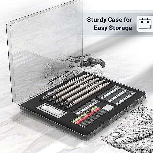 Mr. Pen- Metal Mechanical Pencil Set with Lead and Eraser Refills, 5 Sizes, 0.3, 0.5, 0.7, 0.9, 2mm, Drafting, Sketching, Architecture, Drawing Mr. Pen
