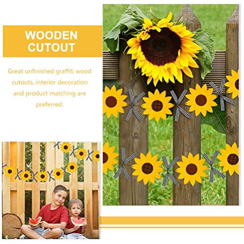 Yardwe 1 Set Sunflower Decoration Blank Cutouts Wood Chips Unpainted Cutouts Pendants Sunflower Wood Door Hanger Unfinished Flower Cutouts Tree Yardwe