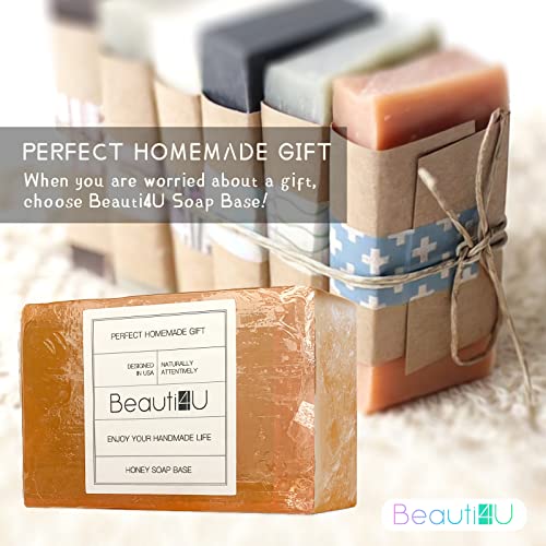 BEAUTI4U 2LB Honey Soap Base - Soap Making Supplies With Soap Making - Melt And Pour Soap Base - Melt And Pour Soap - Soap Making Supplies - Organic BEAUTI4U