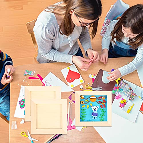 TOYANDONA 6Pcs DIY Wooden Picture Frames, 4. 7x4. 7 inch Unfinished Picture Frames Wood Photo Frames for Kids Adults Arts Crafts DIY Painting TOYANDONA