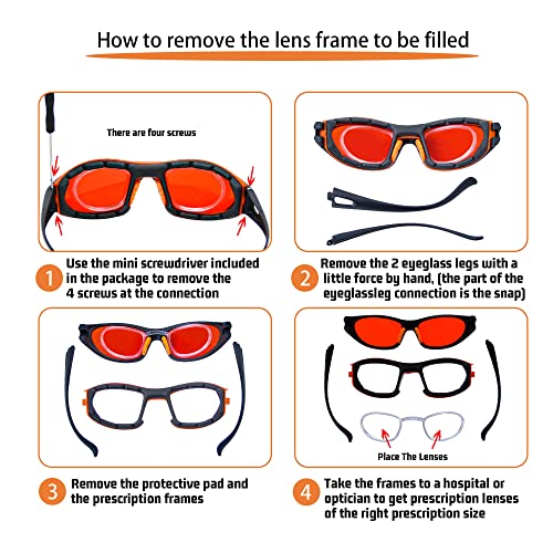 JILERWEAR Professional 180nm-540nm OD 6+ Violet/Blue/Green Laser Safety Glasses for 405nm, 445nm, 450nm,473nm, 532nm Laser Lightweight and Fashion JILERWEAR