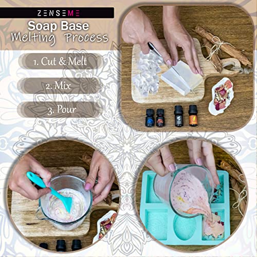 Soap Making Kit for Adults, Make Your Own Soap with Melt and Pour diy Natural Soap supplies; 6 Essential Oils, Silicone Soap Mold, Spoon, Dried ZenseMe