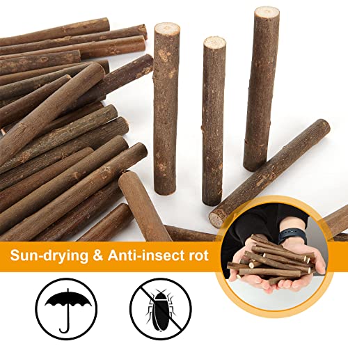 CertBuy 120 Pack Wood Log Sticks 10 CM / 4 Inch, 0.8-1.2 CM in Diameter Twigs for Crafts, Craft Twigs Branch Willow for DIY Crafts, School Projects, CertBuy