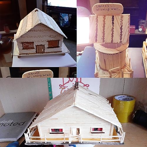 Cayway 300 Pieces Miniature Wood Sticks Wooden Dowels Unfinished Hardwood Strips Natural for DIY Crafts Model Making Production of Railing Cayway