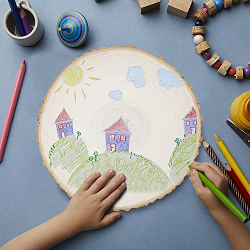 Prsildan 4 Pcs Large Natural Wood Slices, 10-11.5 Inches Unfinished Wood Centerpieces for Tables, DIY Round Wooden Circle Sign Crafts for Wedding Prsildan