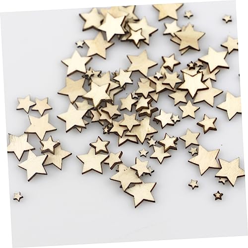 TEHAUX 300pcs Embellishments Star Wood Decor Unfinished Woods Slices Craft Decked Star Wood Ornaments Natural Unfinished Wood Slices Hanging TEHAUX