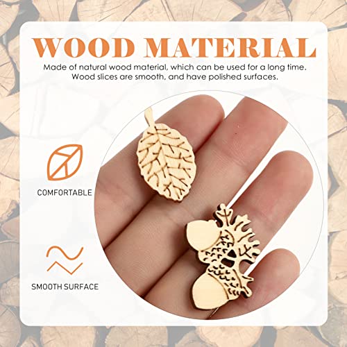 NUOBESTY 50pcs Unfinished Wooden Cutouts Pieces Blank Wood Slice Pieces Wooden Animals and Plants Pieces Cutouts Craft Embellishments for DIY Art NUOBESTY