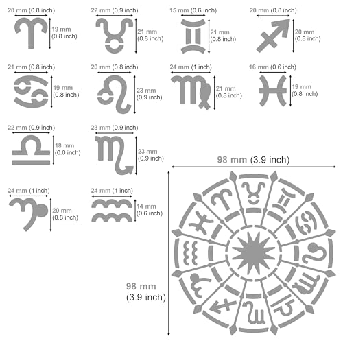 Aleks Melnyk #29a Metal Journal Stencil, Zodiac Circle Symbol, Stainless Steel Stencil 1 PCS, Template for Wood Burning, Pyrography, Engraving, - WoodArtSupply