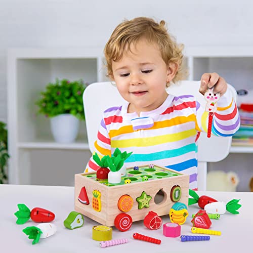Toddlers Montessori Wooden Educational Toys for Baby Boys Girls Age 1 2 3 Year Old, Shape Sorting Toys 1st One First Birthday Girl Gifts for Kids KMTJT