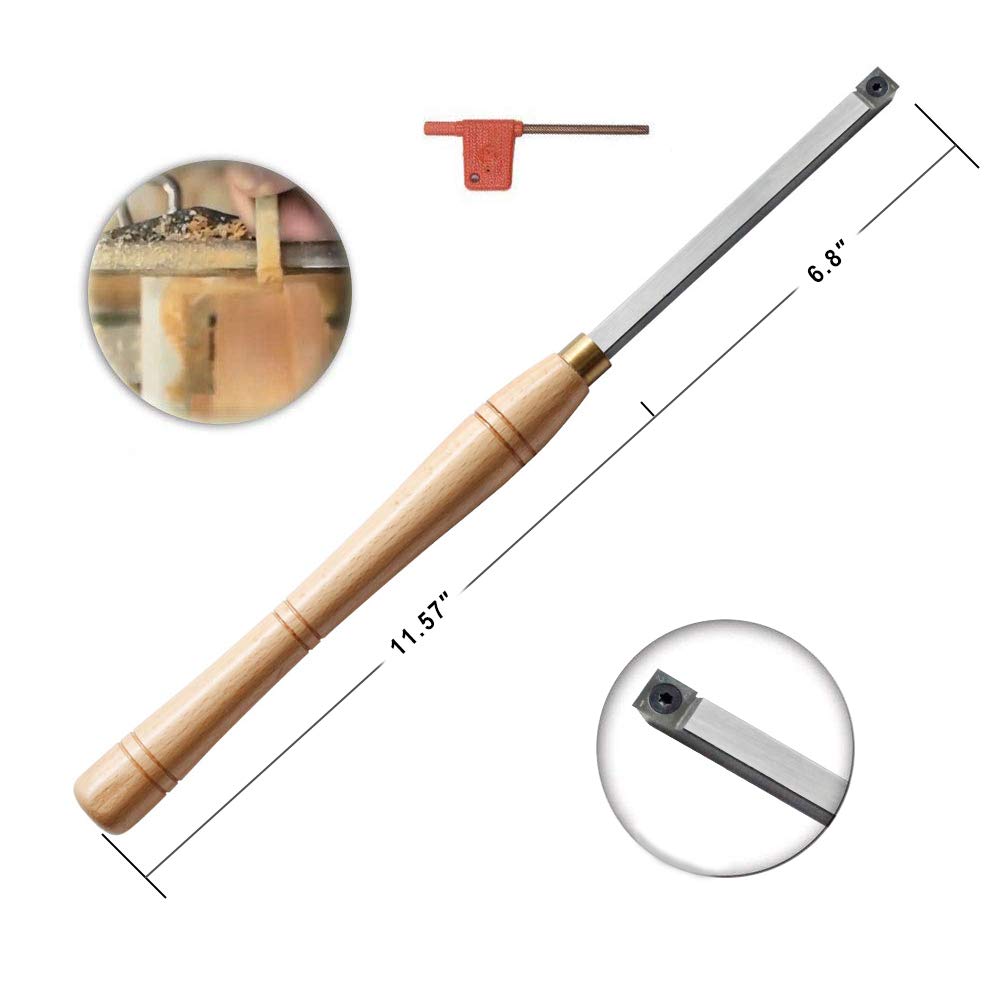 YUFUTOL Carbide Tipped Wood Turning tools Lathe set (Finisher/Rougher/Detailer/Hollower Swan Neck Hollower with Solid Wood Handle)and YUFUTOL