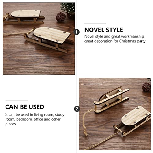 VOSAREA 10Pcs Christmas Sled Ornaments Unfinished Wood Miniature Ski Snow Sleigh Hanging Pendant Centerpiece for Xmas Tree Outdoor Indoor Wall Decor VOSAREA