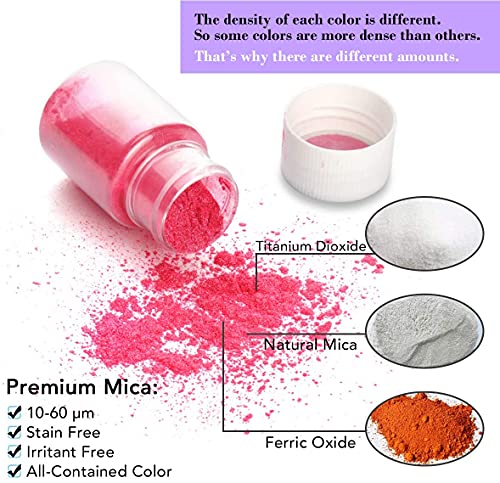 Mica Powder, 15 Colors Epoxy Resin Dye Set, SEISSO Natural Pigment Powders Dyes for Epoxy Resin/DIY Cosmetic/Soap/Paint/Nail Arts Polish/Soy Wax SEISSO