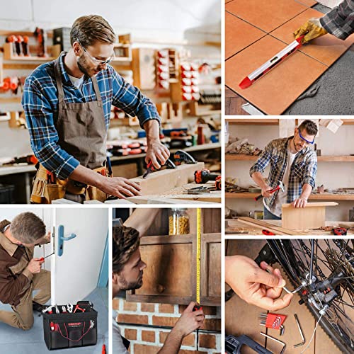 WISEUP Tool Set for Men and Women Heavy Duty,Household Basic Tool Kit for Home Repairing,DIY,Woodworking with 10-Inch Wide Mouth Open Storage Bag WISEUP