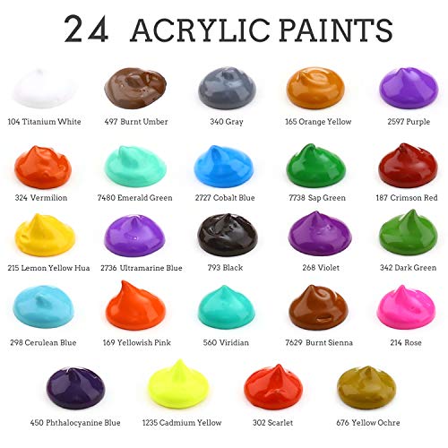 AROIC Acrylic Paint Set 24 Colors 10ml, The Best Gift for Acrylic Painting Beginners, Children, Adults and Art Lovers AROIC