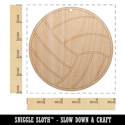 Volleyball Solid Unfinished Craft Wood Holiday Christmas Tree DIY Pre-Drilled Ornament Sniggle Sloth