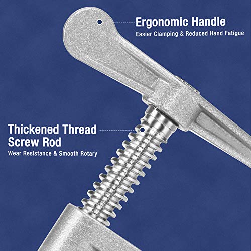 WORKPRO 2-Pack 3/4'' Pipe Clamps, Wood Gluing Pipe Clamp Set with H-shaped Feet, Lightweight Cast Aluminum Wood Clamps Quick Release for Woodworking, WORKPRO