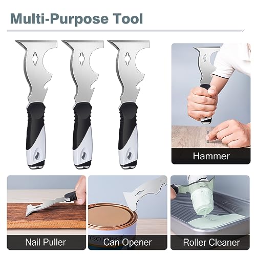 Mister Rui-Putty Knife, Paint Scraper 10 in 1 Putty Knife Multi-Use Painters Tool, Taping Knife, Paint Scraper Tool for Wood, Metal Scraper with Mister Rui