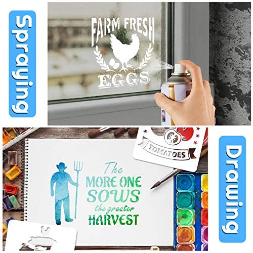 20 Pieces Farmhouse Stencils Reusable Farm Painting Stencils Farm Theme Drawing Art Template for Scrapbooking Drawing Tracing DIY Furniture Wall Zonon
