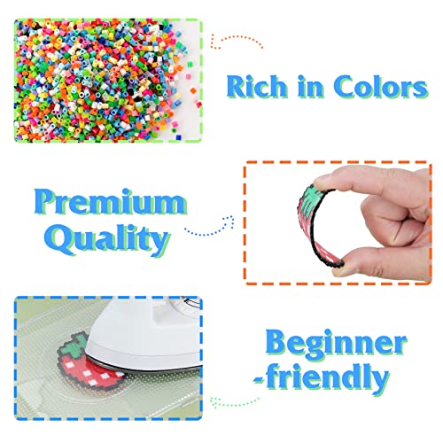 Quefe 11800pcs Fuse Beads Craft Kit, 36 Colors 5mm Beads, Melting Beads Set for Kids, Ideal for Crafts and Arts Projects, Great Gift for Birthday and QUEFE