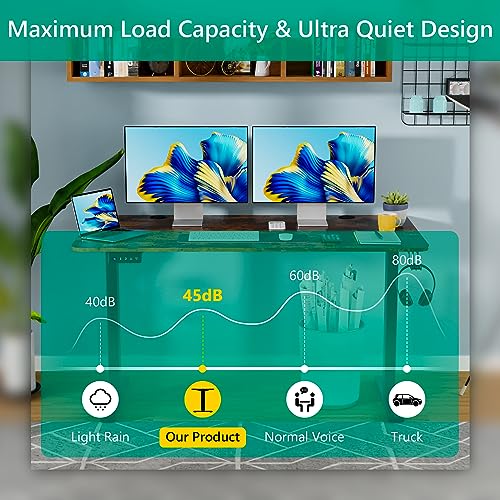 PayLessHere 48 Adjustable Height Standing Desk Computer Desk with Large Space and Headphone Holder Office Desk with Electric Lifting and 2 Memory PayLessHere