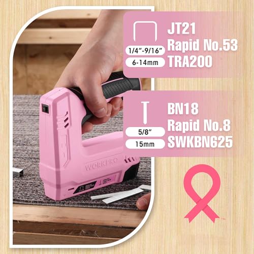 WORKPRO 3.6V Power Electric Cordless 2-in-1 Staple and Nail Gun, 2.0Ah Battery Powered Stapler for Upholstery, Crafts, DIY, Including USB Charger WORKPRO