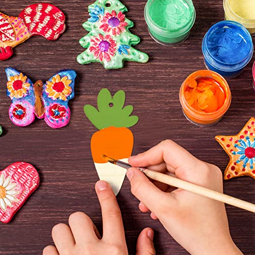 Easter Wooden Ornaments, 30 Pack Unfinished Wood Easter Egg Bunny Carrot Cutouts for DIY Crafts Easter Hanging Embellishments for Easter Party ONTODEX
