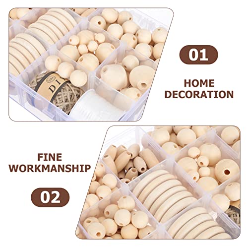 ABOOFAN 1 Box Wooden Bead Set Vintage Loose Beads Jewelry Making Supplies Unfinished Wood Hearts Wooden Hair Beads Unfinished Wood Beads DIY Wood ABOOFAN