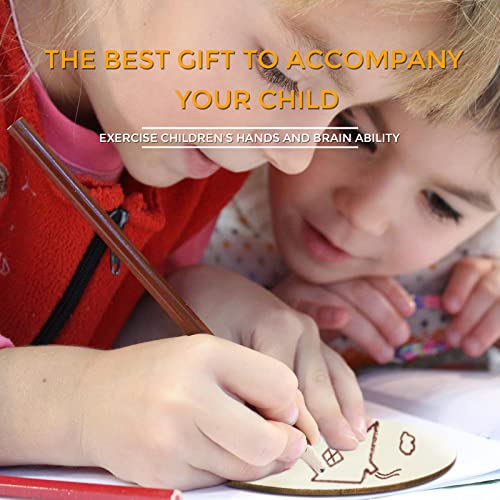 FSWCCK 100 Pcs 4 Inch Unfinished Wood Circles Rounds with Holes, Wood Round Disc Cutouts, Blank Round Wood Circles for DIY Crafts, Painting, FSWCCK