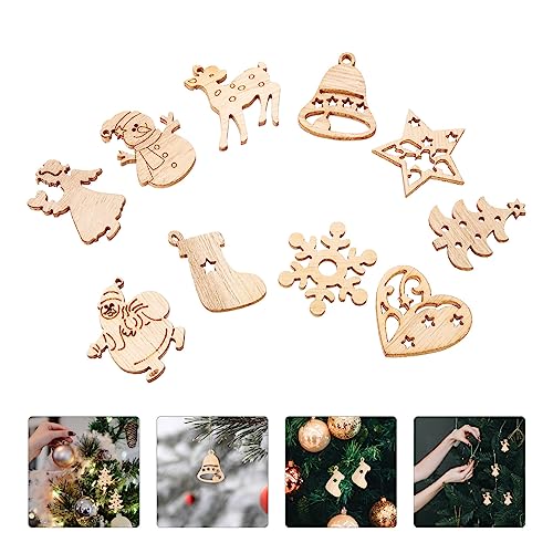EXCEART Christmas Decorations 100 Pcs Christmas Wooden Ornaments Unfinished Wood Slices Christmas Tree Hanging Decor for DIY Crafts Christmas Holiday EXCEART
