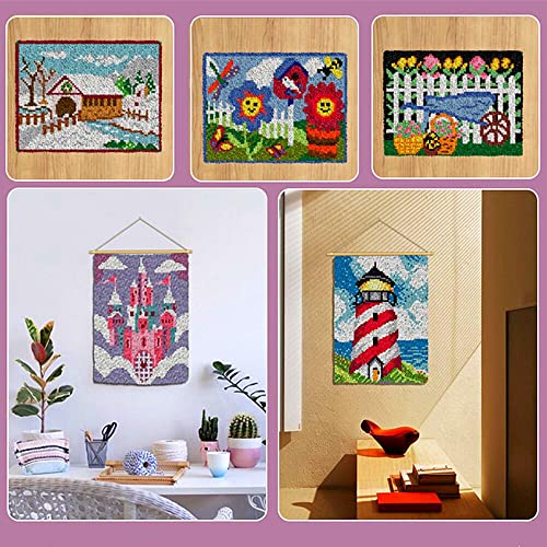 Seaside Beach Sea Shells Starfish Latch Hook Kits Rug Printed Canvas Handmade Carpet Crochet Yarn Embroidery Needlework Hook Latch Kit Tapestry Rug WoodArtSupply